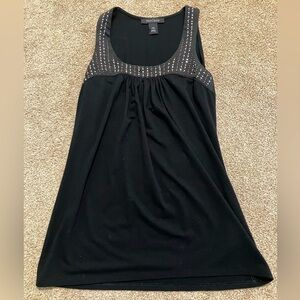 White House Black Market Sleeveless Black Top With Rhinestones Size XS